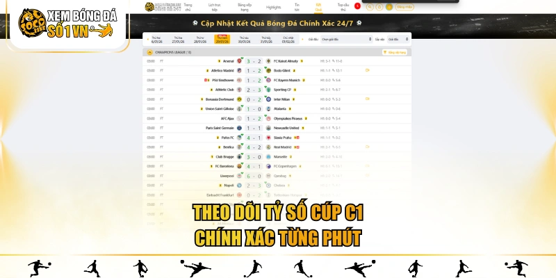 Theo dõi tỷ số cúp C1 chính xác từng phút